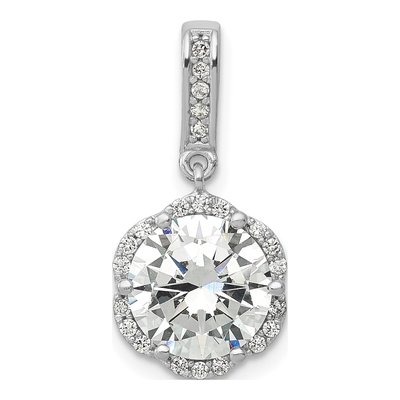 10K White Gold CZ Tiara Collection Pendant
