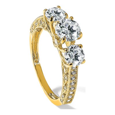10K Yellow Gold CZ 3-Stone Ring – view 8