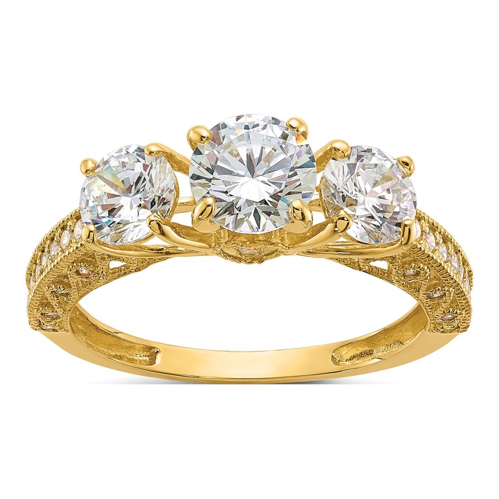 10K Yellow Gold CZ 3-Stone Ring