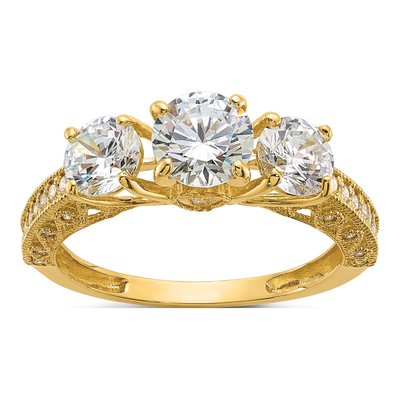 10K Yellow Gold CZ 3-Stone Ring