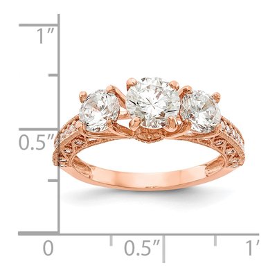 10K Rose Gold CZ 3-Stone Ring – view 6