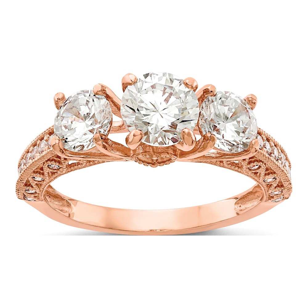 10K Rose Gold CZ 3-Stone Ring