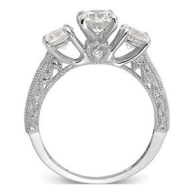 10K White Gold CZ 3-Stone Ring – view 3