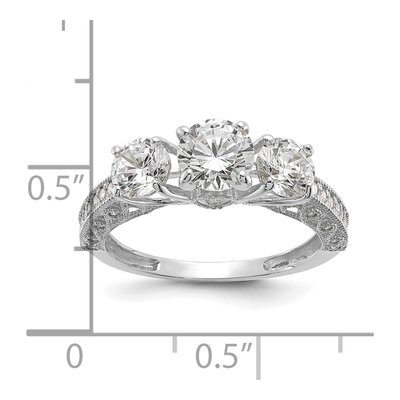 10K White Gold CZ 3-Stone Ring – view 6