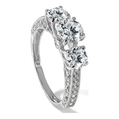 10K White Gold CZ 3-Stone Ring – view 8