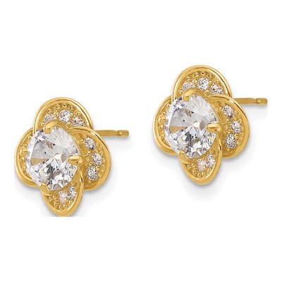 10K Yellow Gold 6mm Round CZ Stud Earrings – view 3