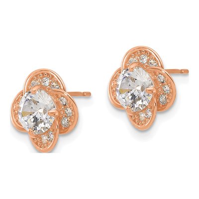 10K Rose Gold 6mm Round CZ Stud Earrings – view 3
