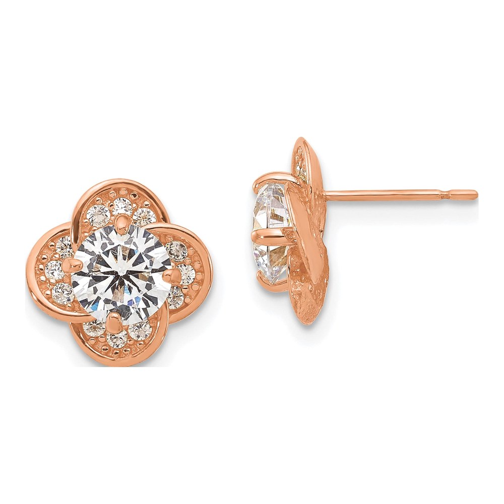 10K Rose Gold 6mm Round CZ Stud Earrings