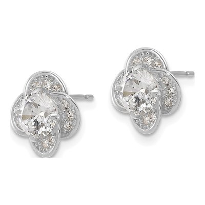 10K White Gold 6mm Round CZ Stud Earrings – view 3