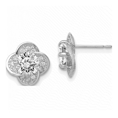 10K White Gold 6mm Round CZ Stud Earrings