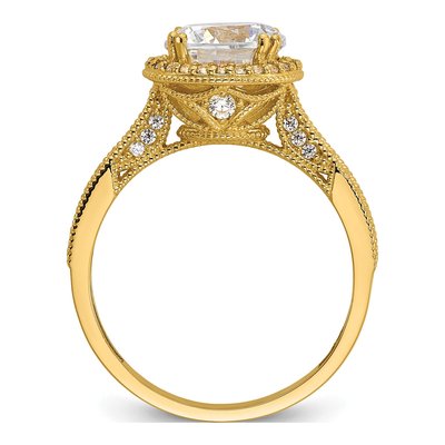 10K Yellow Gold CZ Tiara Engagement Ring – view 3