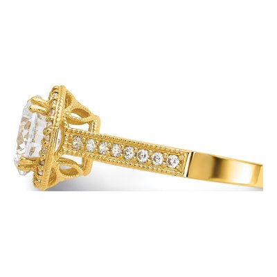 10K Yellow Gold CZ Tiara Engagement Ring – view 4