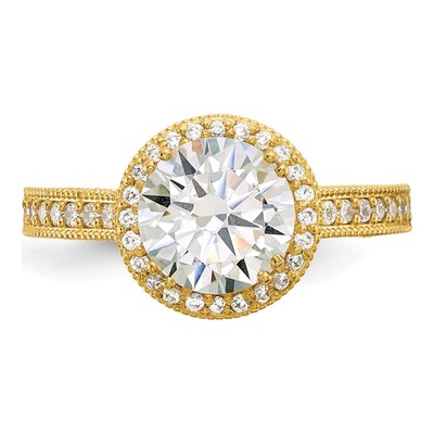 10K Yellow Gold CZ Tiara Engagement Ring – view 5