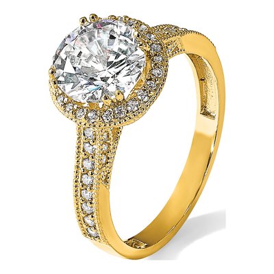 10K Yellow Gold CZ Tiara Engagement Ring – view 8