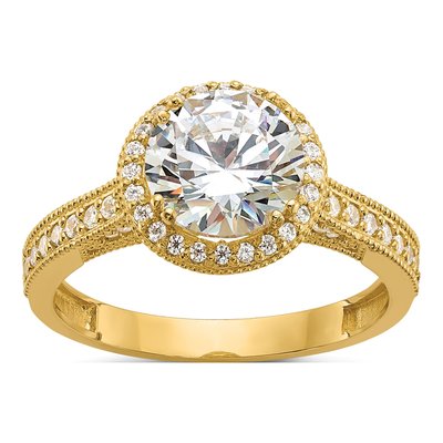 10K Yellow Gold CZ Tiara Engagement Ring