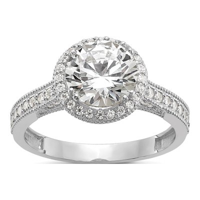 10K White Gold CZ Engagement Ring