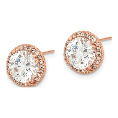 10K Rose Gold 8.5mm Round CZ Stud Earrings – view 2