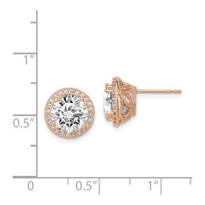 10K Rose Gold 8.5mm Round CZ Stud Earrings – view 4
