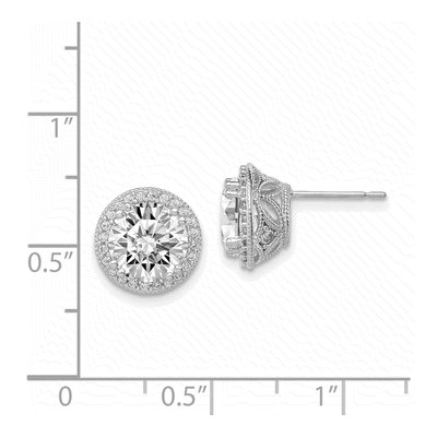 10K White Gold 8.5mm Round CZ Stud Earrings – view 3