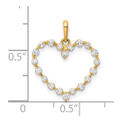 10K Yellow Gold CZ Heart Pendant – view 4