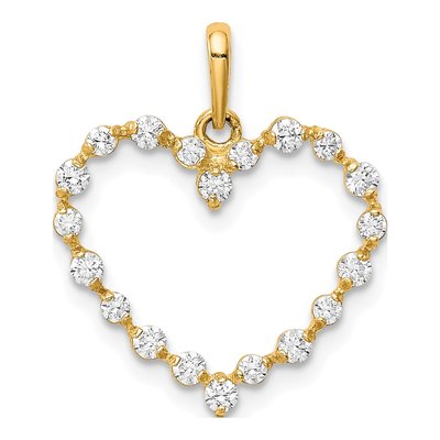 10K Yellow Gold CZ Heart Pendant