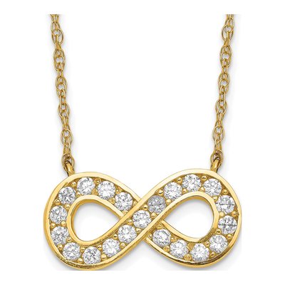 10K Yellow Gold CZ Infinity Pendant Necklace