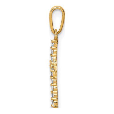 10K Yellow Gold CZ Small Latin Cross Pendant – view 3