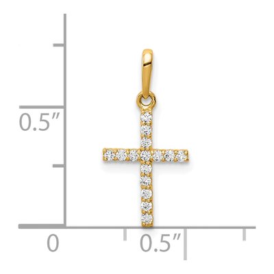 10K Yellow Gold CZ Small Latin Cross Pendant – view 4