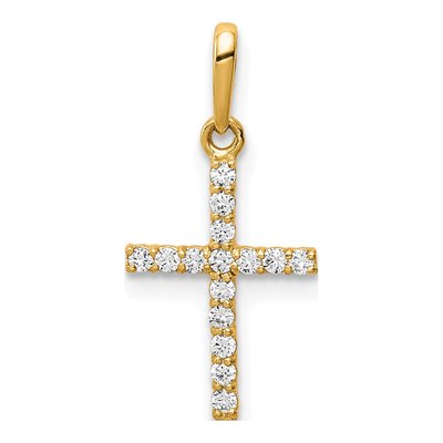 10K Yellow Gold CZ Small Latin Cross Pendant