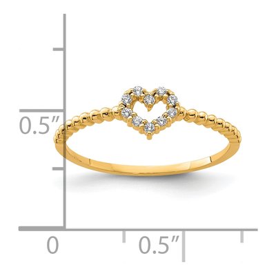 10K Yellow Gold CZ Heart Ring – view 4