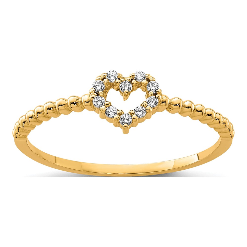 10K Yellow Gold CZ Heart Ring