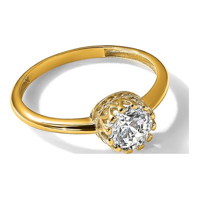 10K Yellow Gold CZ Tiara Collection Engagement Ring – view 8