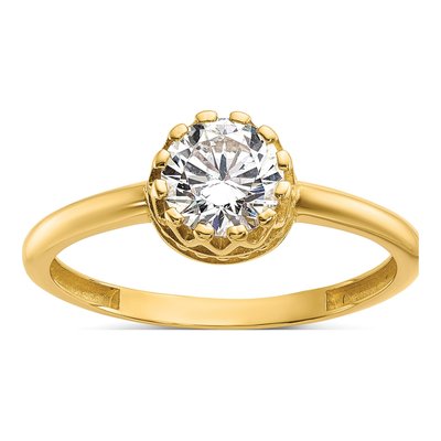 10K Yellow Gold CZ Tiara Collection Engagement Ring