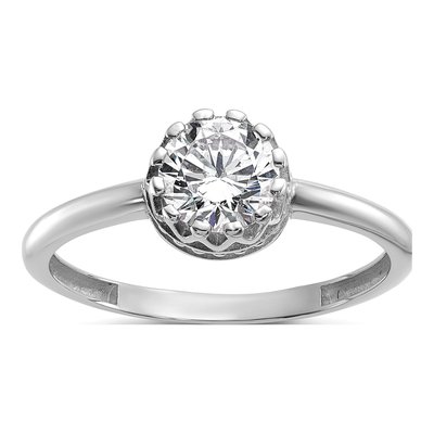 10K White Gold CZ Solitaire Engagement Ring
