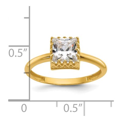 10K Yellow Gold CZ Square Engagement Ring – view 5