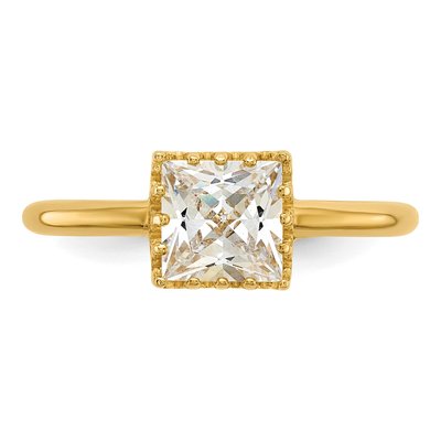 10K Yellow Gold CZ Square Engagement Ring – view 7