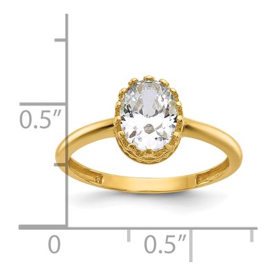 10K Yellow Gold CZ Tiara Collection Oval Engagement Ring – view 5