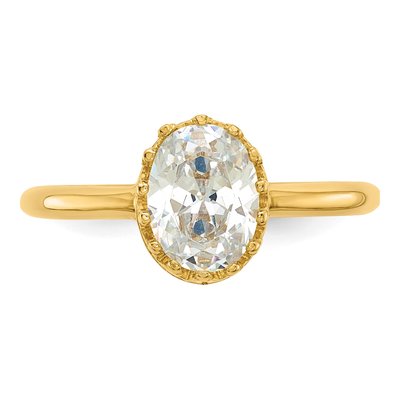 10K Yellow Gold CZ Tiara Collection Oval Engagement Ring – view 7
