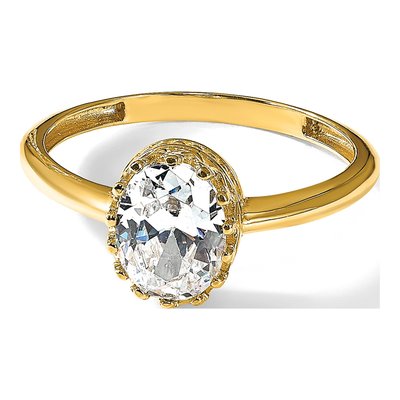 10K Yellow Gold CZ Tiara Collection Oval Engagement Ring – view 8
