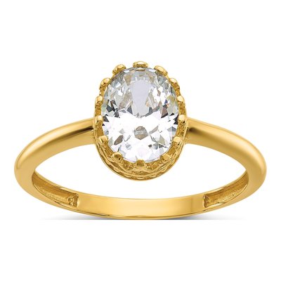 10K Yellow Gold CZ Tiara Collection Oval Engagement Ring