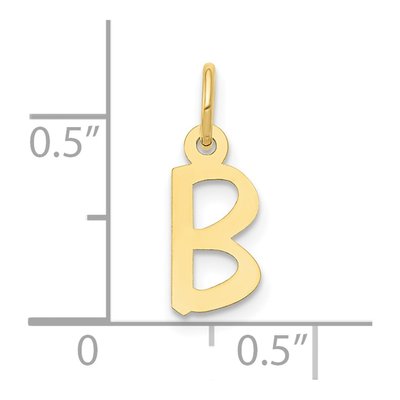 10K Yellow Gold Block Initial B Pendant – view 4