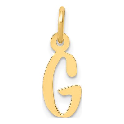 10K Yellow Gold Small Block Initial G Charm