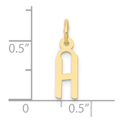 10K Yellow Gold Block Initial H Pendant – view 4