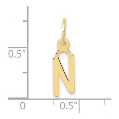 10K Yellow Gold Block Initial N Pendant – view 4