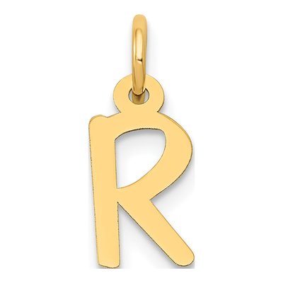 10K Yellow Gold Block Initial R Charm