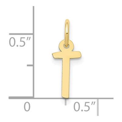 10K Yellow Gold Block Initial T Pendant – view 4