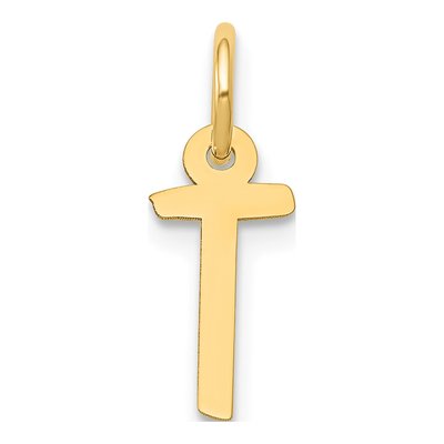 10K Yellow Gold Block Initial T Pendant