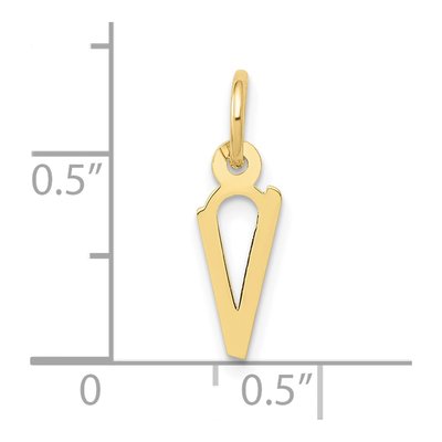 10K Yellow Gold Block Initial V Pendant – view 4