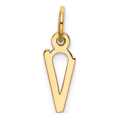 10K Yellow Gold Block Initial V Pendant – view 5