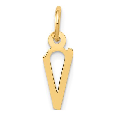 10K Yellow Gold Block Initial V Pendant